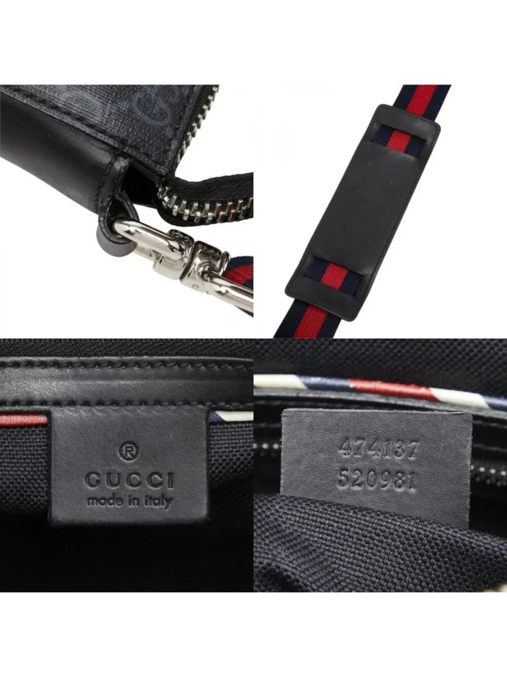 Gucci Courier GG Supreme Shoulder Bag Gray Leather